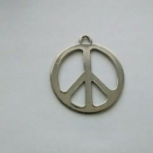 Silver Tone Peace Sign Pendant
